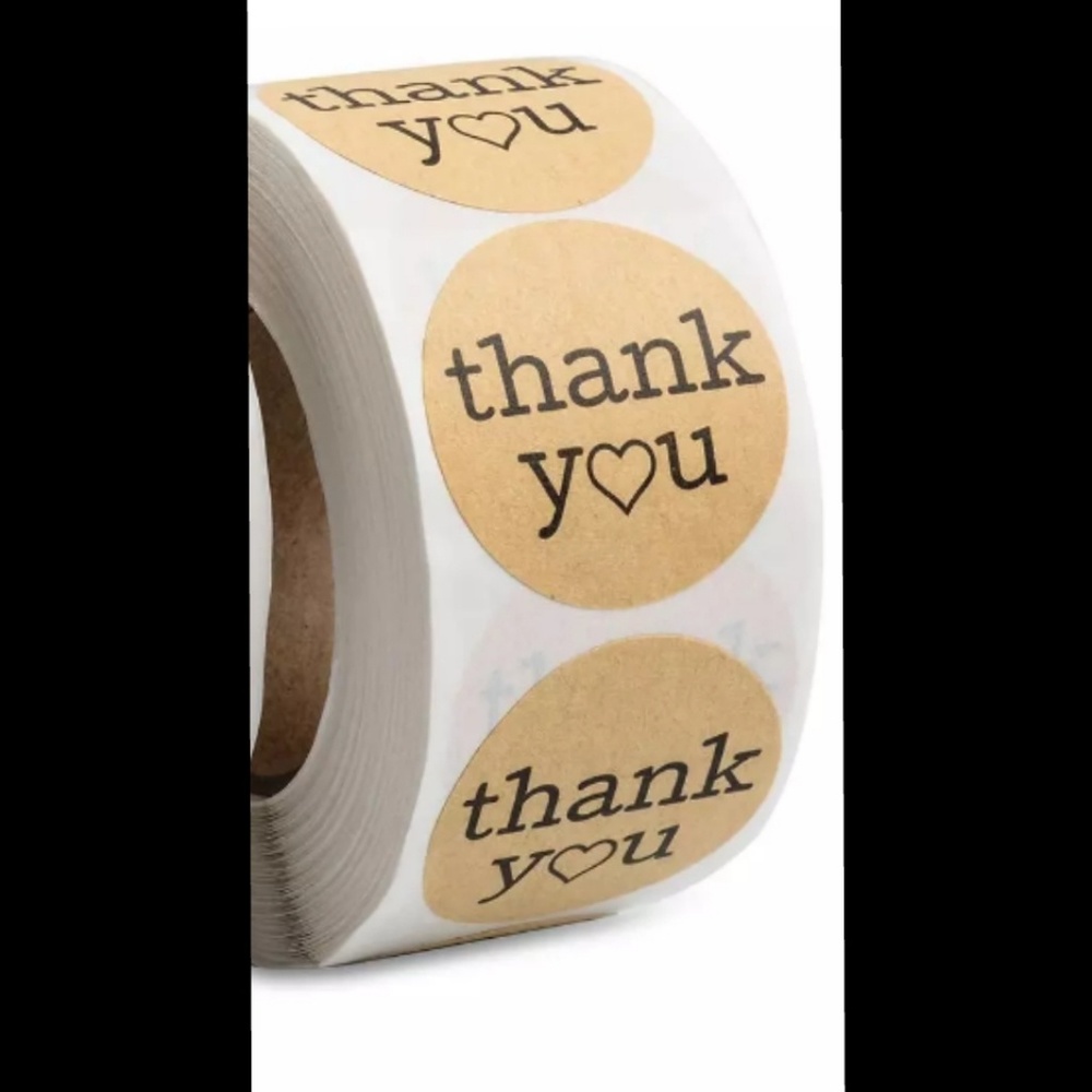 (50) Thank You Stickers / Round / Kraft Paper - Picture 2 of 4
